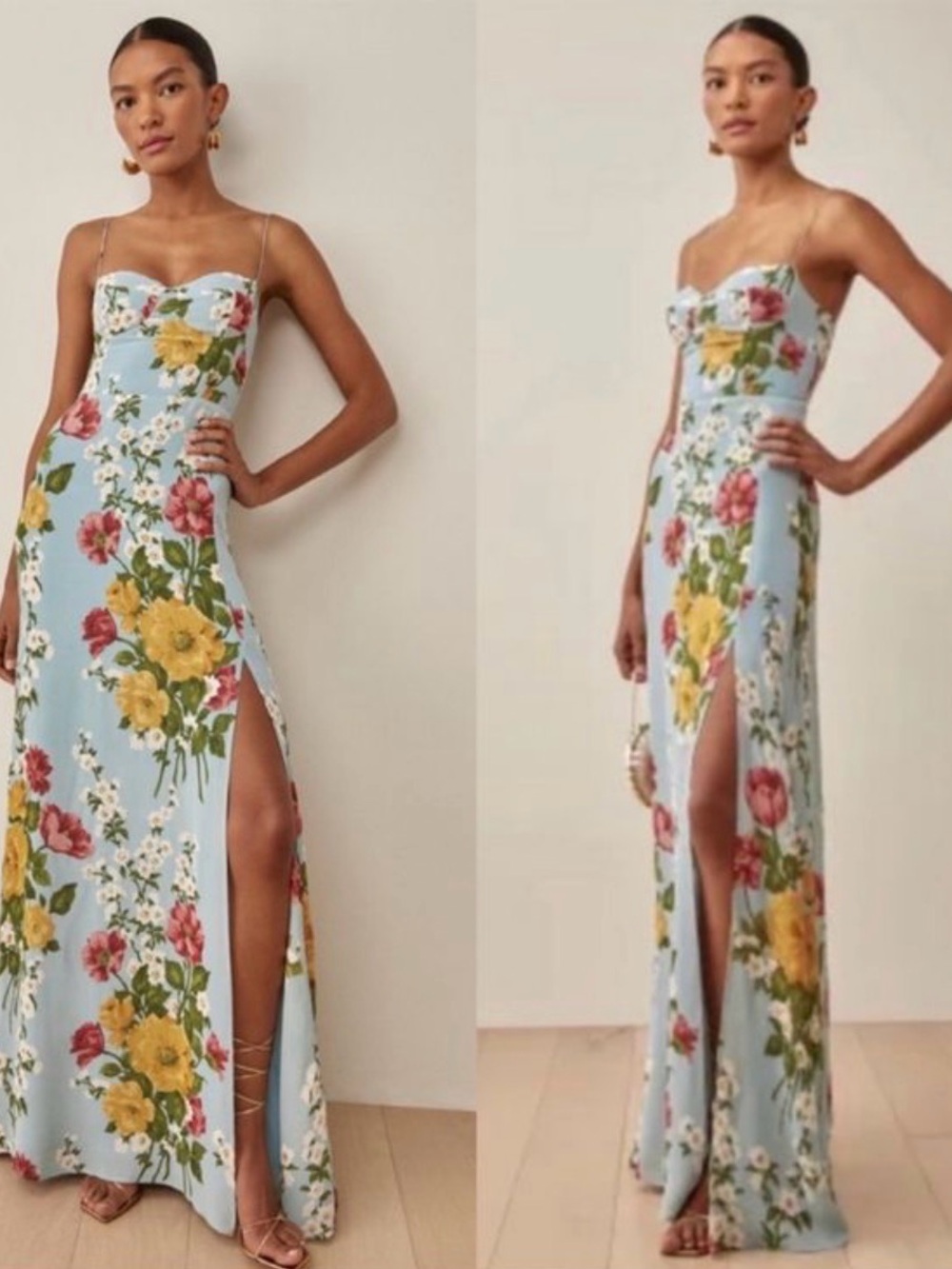 New with tags Reformation Powder Blue Floral Maxi Dress